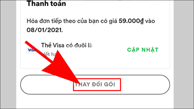 Nhấn THAY ĐỔI GÓI để hủy gói Premium